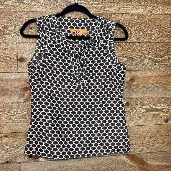 Tory Burch Tops - Tory Burch sleeveless Top Blouse Brown Silk Round Neck Size 2
